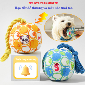 Đồ chơi cho Chó bóng bông kèm dây thừng gặm gắn chuông lục lạc (mẫu mới) - Love Pets Shop