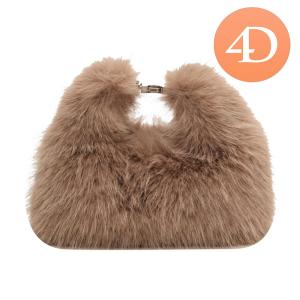 Womens Soft Faux Fur Tote Bag Elegant Fluffy Shoulder Bag for Travel Shopping and Evening Parties in Pink