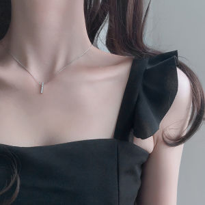 Lucky Pretty Korean Style Gold-plated Geometric Zircon Clavicle Chain Minimalist Elegant Necklace Fashion for Women Aesthetic Personality Rectangular Pendant Jewelry Gifts Accessories