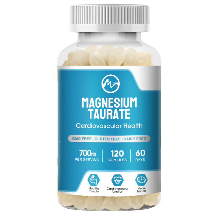 Magnesium Taurate Capsules 700mg for Bone & Teeth Support Brain Health Reduce Stress Anxiety