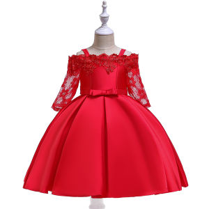 White Red Green Pink One Shoulder Princess Infant Toddler Dress Kids Clothes For Girl Evening Wedding Party Gown Costume Children Clothing 3 4 5 6 7 8 9 10 Years Old Dress