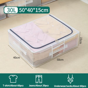 SOGO PVC Folding Storage Box Transparent Zippered Bed Bottom Storage Box with Lid Shoe Clothing Organizer