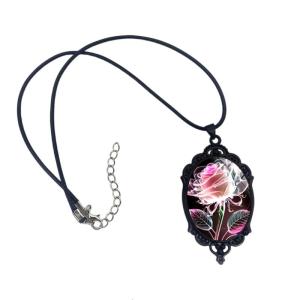 Multipurpose Cord Dipped Rose Pendant Necklace Portable for Women Suitable for Parties Supplies and Ceremonies