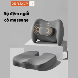 BỘ TỰA LƯNG NIRA lót ghế văn phòng dùng trên ô tô Đệm ngồi chống đau mỏi cột sống xương cụt