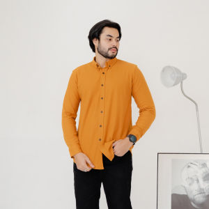 Hey Man Kemeja Casual Pique LS - Light Brown