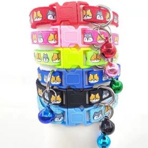 Cat Collar With Bell Rantai Kucing Loceng  Dog Pubby Collars for Puppies Nylon Reflective Cats Colars  Bells  猫咪铃铛项圈