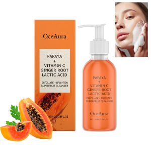 【discount store】Papaya & Vitamin C Face Wash Gentle Exfoliating Brightening & Even Skin Tone Moisturizing Facial Cleanser for Soft Smooth Skin