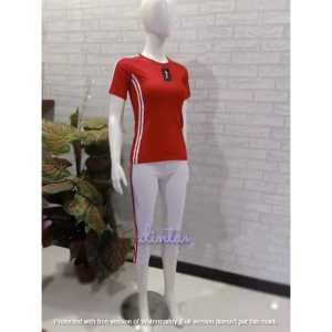 Setelan Pendek Merah Putih Wanita Yovis Sport / Baju Olahraga Hut Kemerdekaan RI Wanita