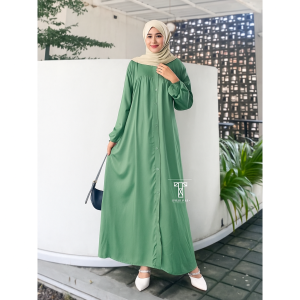 GAMIS HANNI ll Gamis Full Kancing Rayon Twill Busui & Wudhu Friendly dg Model Trendy ll Gamis Jumbo