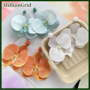 MillionGrid Simulated Flower Butterfly Orchid Earrings Beach Jewelry Alloy Flower Drop Earrings Jewelry Accessories Korean Style