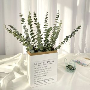 PLLEWY 10PCS/Bouquet Party Supply Wedding Ornament Home Decor Artificial flowers Natural Eucalyptus Leaves Real Palnt Branches Stems