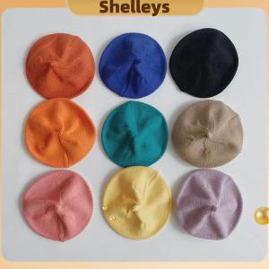 [Shelleys] Fashion Cute Baby Knitted Beret Hat Solid Color Childrens Warm Hats Autumn Winter Cap For Kids Outdoor Bonnet Accessories Gift