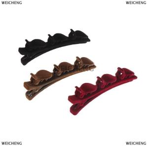 [COD] WEICHENG Flocked Bangs Hair Clip Headwear Women Cute Barrettes Hairgrip Braided Hairpins Hair Accessories