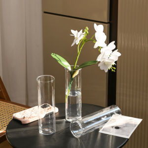 Plastic Cylindrical Vases Transparent High Cylinder Style Flowers Vase Desktop Flower Arrangement Decoration