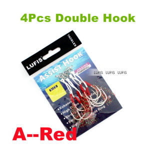 4Pcs/Pack10#-20# Jig Assist Double Hook Hand Made Fishing Hooks