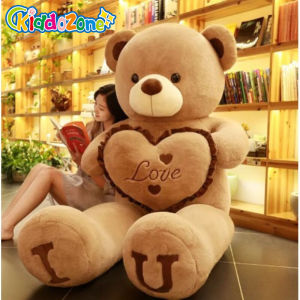 FCKiddoZone Big I LOVE You Teddy Bear Plush Toy 80cm 100cm Lovely Huge Stuffed Soft Bear Doll Lover Bear Kids Toy Birthday Gift For Girlfriend Valentine Day Gift Christmas Gift Headrest Doll Birthday Gift for Kid Teen Girl