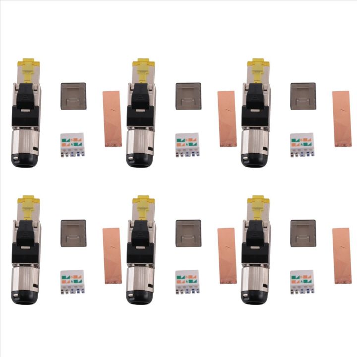 6-Pack Tool Free Shielded RJ45 Cat 8, Cat8 Field Termination Plug, Cat8 ...