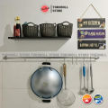 Rak Gantungan Panci Wajan Kuali Spatula Peralatan Bumbu Dapur Kitchen Tempel Dinding Stainless. 
