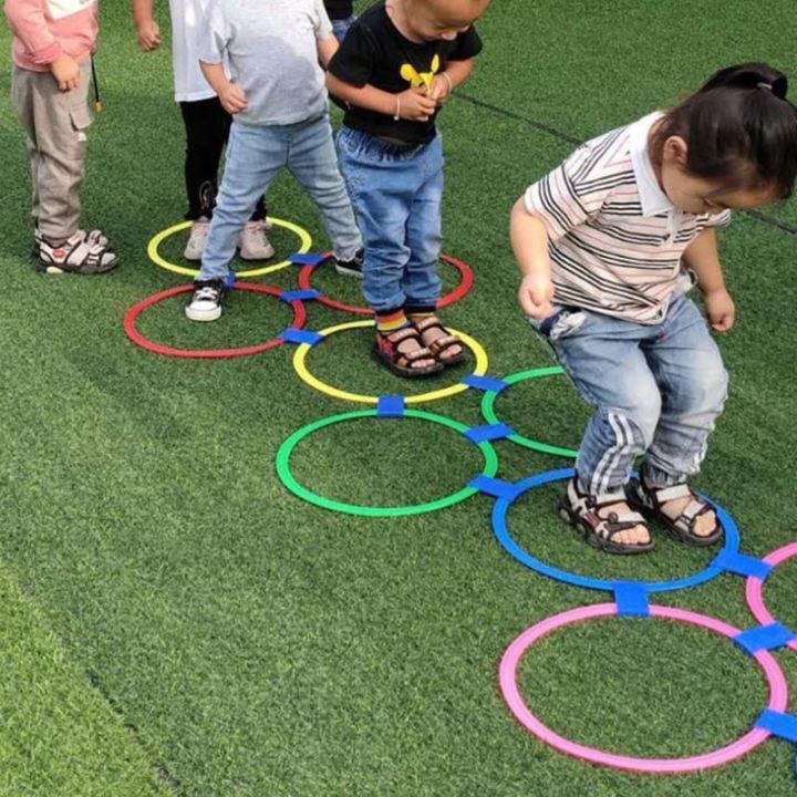 Children Brain Games Hopscotch Jump Circle Rings Set Kids Sensory Play ...