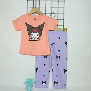 Setelan Anak Perempuan Motif Karakter Lucu - Baju & Celana Panjang - Usia 1-6 Tahun