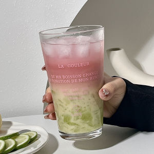 Cute Glass Cup With Straw And Lid Letter Tumbler 450ml Iced Coffee Juice Tea Glass Drinking Cups Transparent Bubble Tea Cup Gift2026