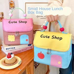 IUYJN Large Capacity Small House Insulation Bag Waterproof Cartoon Hand-held Lunch Bag Food Storage Bag Zipper Portable Lunch Box Student