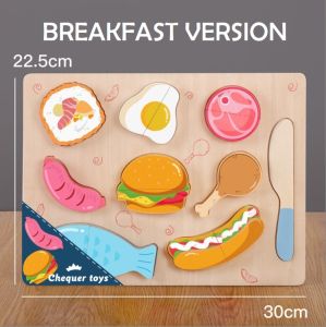 Pretend Play Wooden Magnetic Food Fruit Cutting and Matching Toy Puzzle Early Learning Education Toy