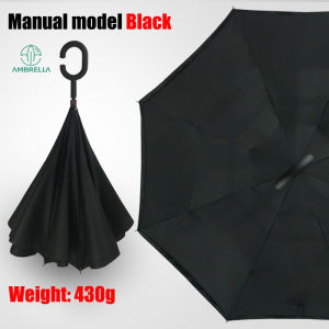 (Ship in 12hrs)AMBRELLA Strong Windproof rainproof 8 Ribs UV Reverse Umbrella C-Type Long Handle double-layer Car umbrella LightWeight Fast Drying
