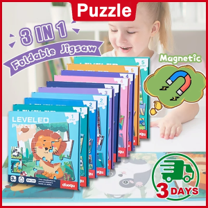 3 in 1 Magnetic Jigsaw Foldable Puzzle Book Kids Learning Toy Jigsaw Puzzle Gift For Kids