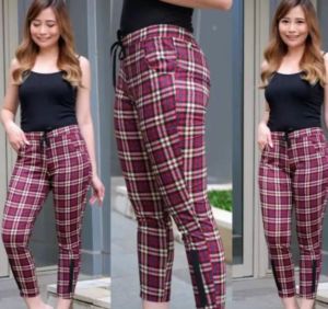 PROMO CELANA WANITA JUMBO KOTAK KOTAK SCUBA PREMIUM/CELANA SANTAI SEHARI HARI-CELANA SANTAI SEHARI HARI -CELANA PANJANG MOTIF KOTAK