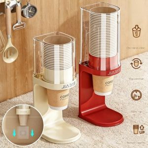 Automatic Paper Cup Picker No Punching Dust-proof Paper Cup Storage Rack Wall Mounted Organizer
