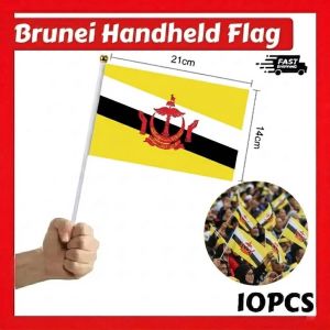 【10pcs/pack】Brunei Handheld Flag 14x21cm Brunei Hand Flag National Day Fast Delivery