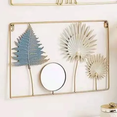 Nordic Luxury Decor Mirror And Metal Creative Lotus Leaf Modeling Light Luxury Wall Decoration Iron