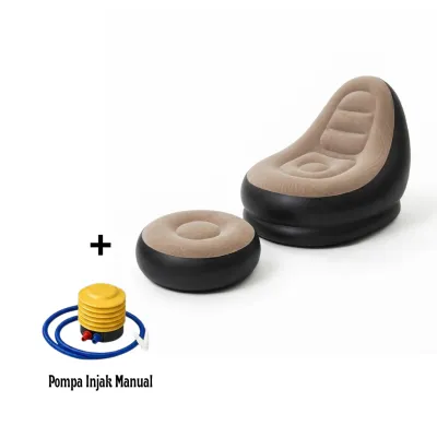 Sofa Angin Premium Inflatable Relax Chair Bean Bag Free Pompa + Sandaran Kaki Portable