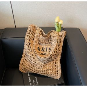 Fashion Straw Shoulder Bags Women Summer Hollow Woven Womens Shoulder Bag Large Capacity Letter Tote Handbag Holiday Beach Bags2026
