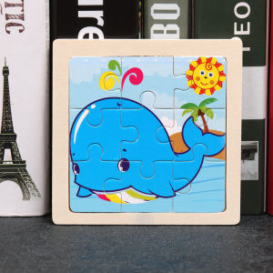 GU Puzzle Jigsaw 9Pcs Puzzle Jigsaw Kayu Anak Karakter Hewan dan Kendaraan Lucu Puzzle Wooden