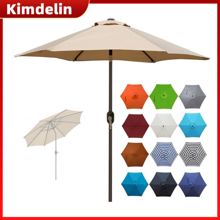 Kimdelin 2.7m Outdoor Patio Umbrella For Garden With Push Button Tilt 