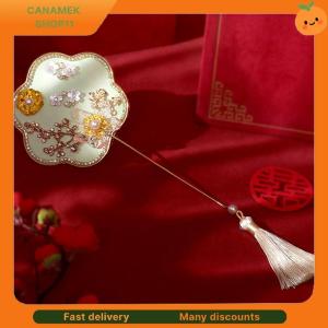 ❣️❣️❣️ Chinese Retro Good Luck Fan Wedding Handheld Flower Fan With Tassels Ancient Delicate Pendant Gifts