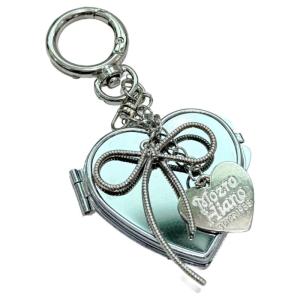 Bowknot Decorated Heart Keychain Mirror Beauty Tool Gift For Friend Sisters Birthday Christmas Present