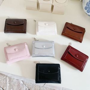 GYYT Ultra Thin Women Short Wallet Elegant Short Clutch Purse Retro Zipper PU Leather Card Holder Outdoor
