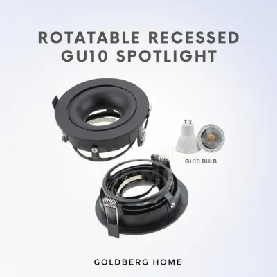 Pasing Rotatable Recessed GU10 Spotlight Downlight (95mm) Round Black White | Goldberg Home