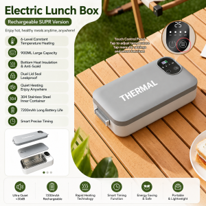 【SG Stock】Portable Electric Lunch Box 900ML 304 Stainless Steel 7200mAh Heated Bento Box With Adjustable Temp