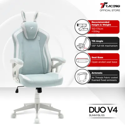 TTRacing Duo V4 KittyPuff BunnyBliss Air Threads Fabric Gaming Chair Ergonomic Home Office Chair