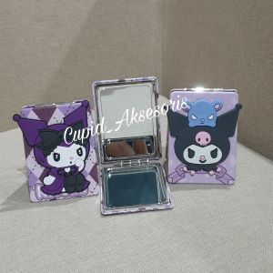 KACA LIPAT FLIP KACA RIAS  PREMIUM / CERMIN LIPAT / CERMIN MAKE UP LIPAT ENGSEL BESI BENTUK KOTAK KARAKTER KUROMI MY MELODY