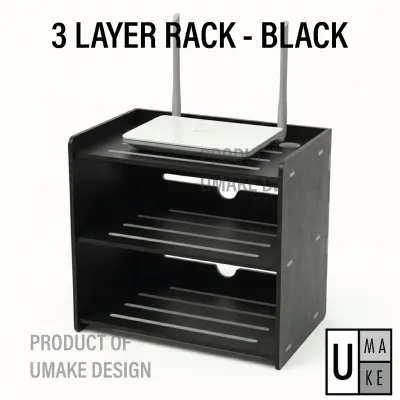 WiFi Router Storage Rack Box (2 / 3 Layer) Rak Letak Modem Wifi TV Box Cable Organizer Shelf Wall Mount/Desktop Stand