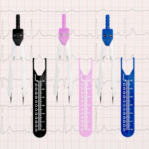 EKG ECG Nurse or Doctor Caliper with Cover/Ruler Divider for Measuring Electrocardiographs Random Colors
