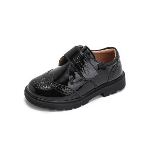 Childrens leather shoes 2026 Spring boys black dance leather shoes in British style for toddlers elementary school students and flower boys performance shoes