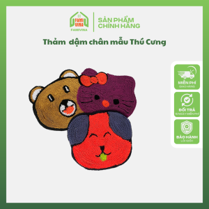 Thảm lau chân vải Cotton hình Thú Cưng Thảm dậm chân hàng gia công VN vải thấm hút không rụng bụi vải