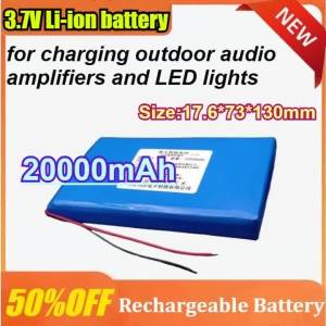 3.7V 20Ah 20000mAh Polymer Lithium Battery protected with a 2.54mm plug cable for DIY LED lights and chargers.