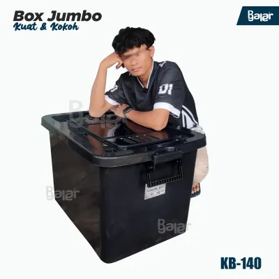[JUMBO] Container Box Murah Kuat Besar KB 140 Liter Kotak Penyimpanan Serbaguna Hitam dengan Roda Akako 130 L